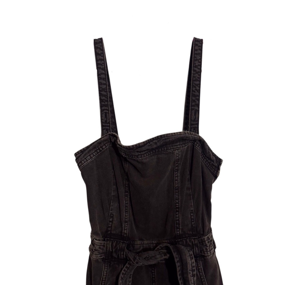 Free People X-Small Gray Black Go West Utility Jumpsuit Boho Belted Open Back - Picture 3 of 14